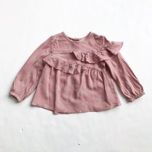 Zara letter print ruffle blouse  EUC 12-18 months